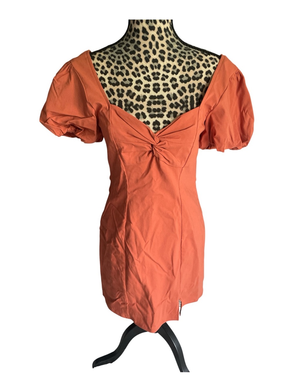 Trixxi Coral Orange Puff Sleeve Mini Dress